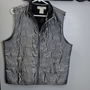Bamboo Traders Silver Gray Textured Women's Vest Size Large PTP 22.5"